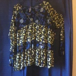 Free People Floral Oversized Peasant Blouse Size L